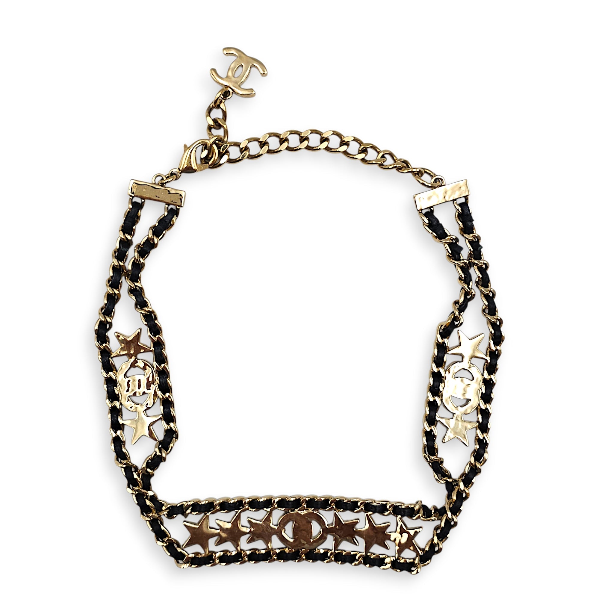 CC Star Choker Necklace Black Necklace in Lambskin Gold hardware CL2601-19125 2