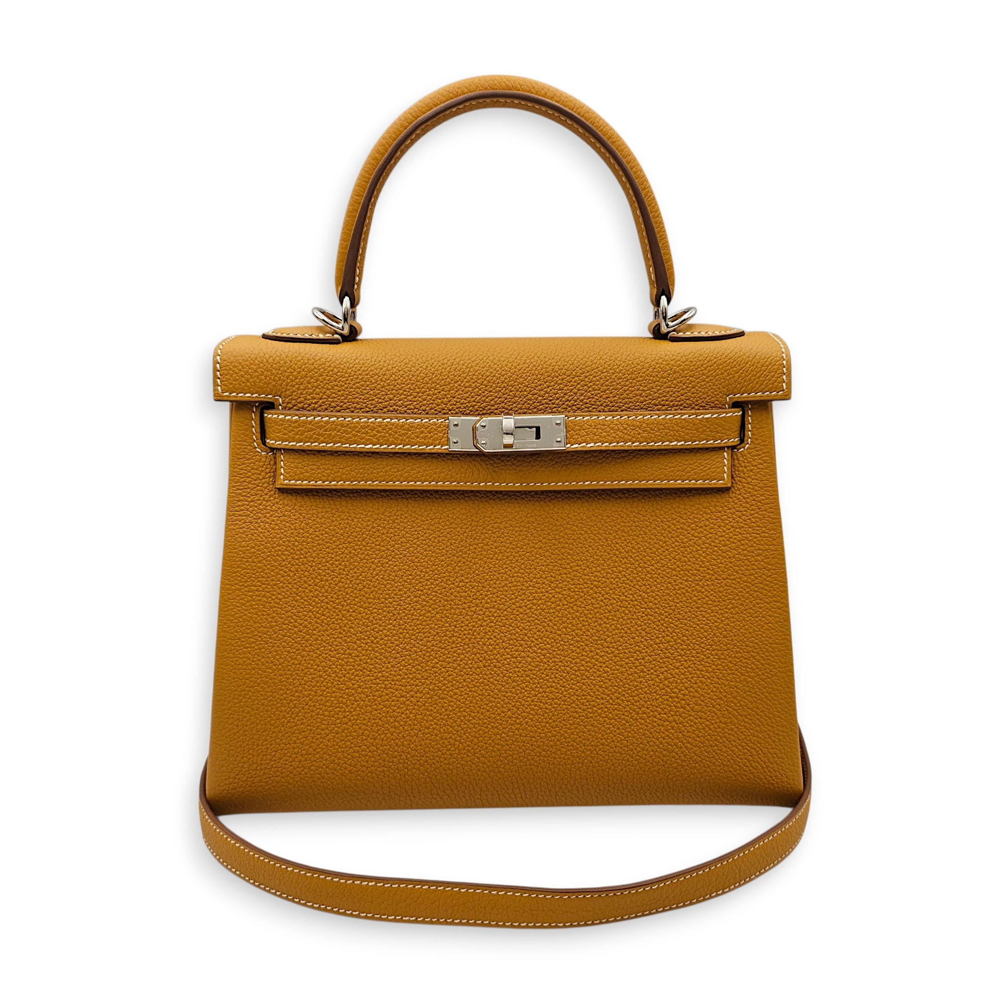 Kelly 25 Naturel Sable in Togo Palladium hardware CL2601-19132 3