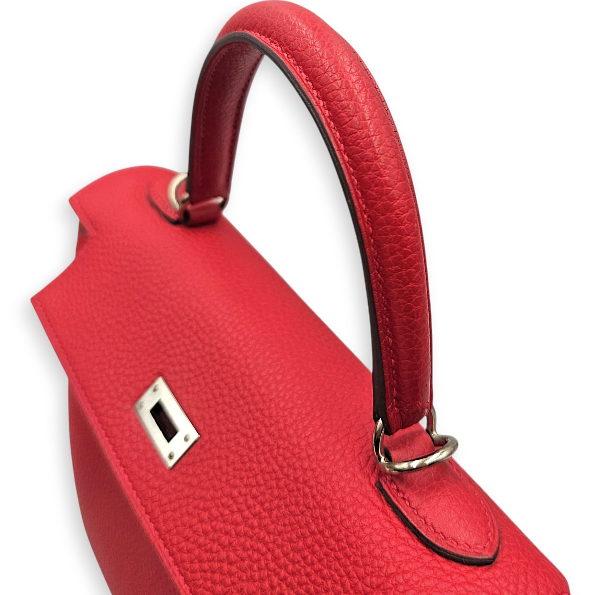 Kelly 25 Rouge Casaque in Togo Palladium hardware CL2601-19146 10