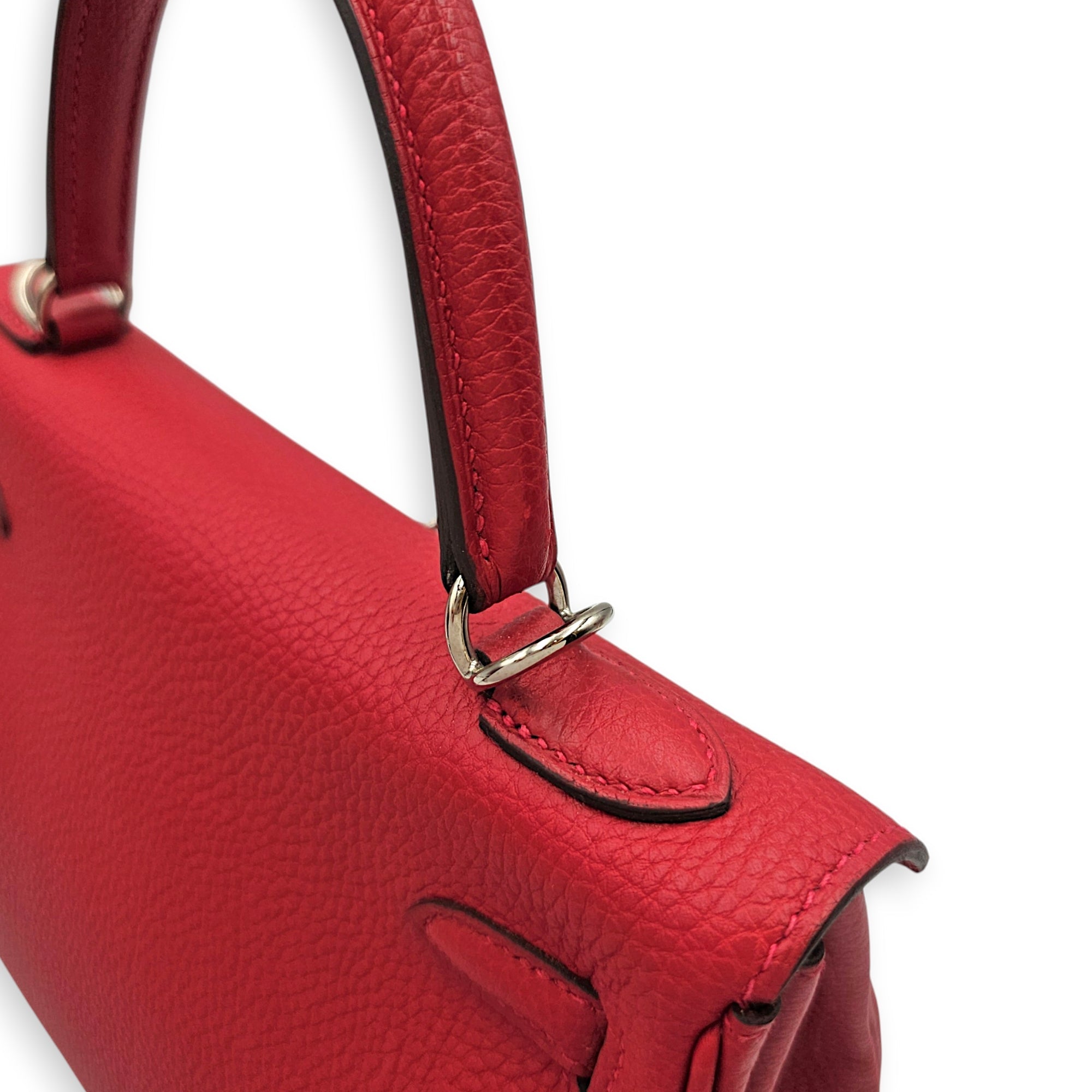 Kelly 25 Rouge Casaque in Togo Palladium hardware CL2601-19146 11