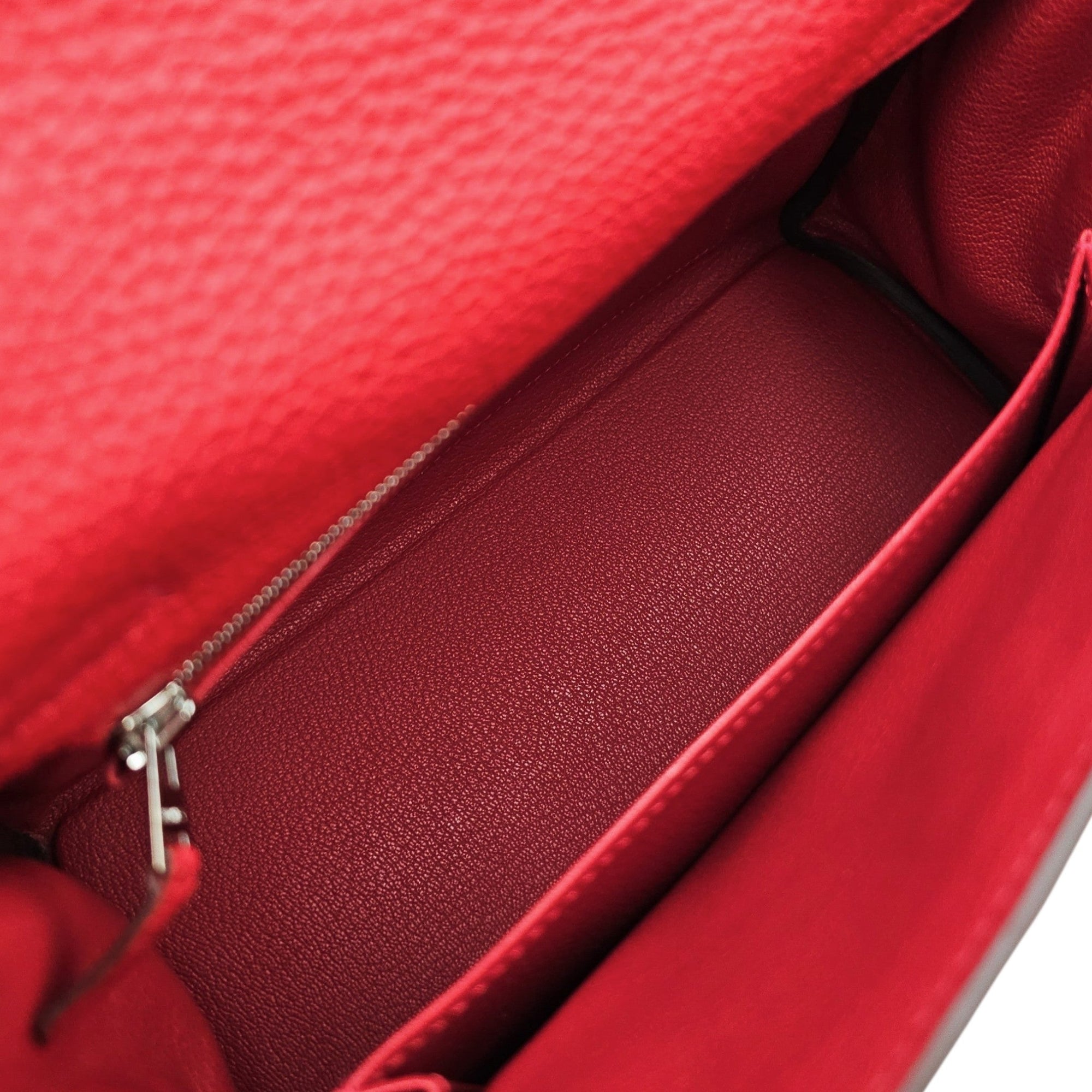Kelly 25 Rouge Casaque in Togo Palladium hardware CL2601-19146 6