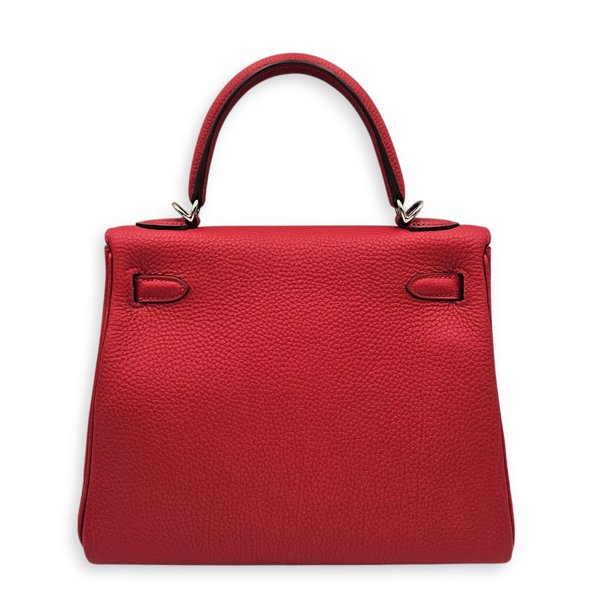 Kelly 25 Rouge Casaque in Togo Palladium hardware CL2601-19146 2