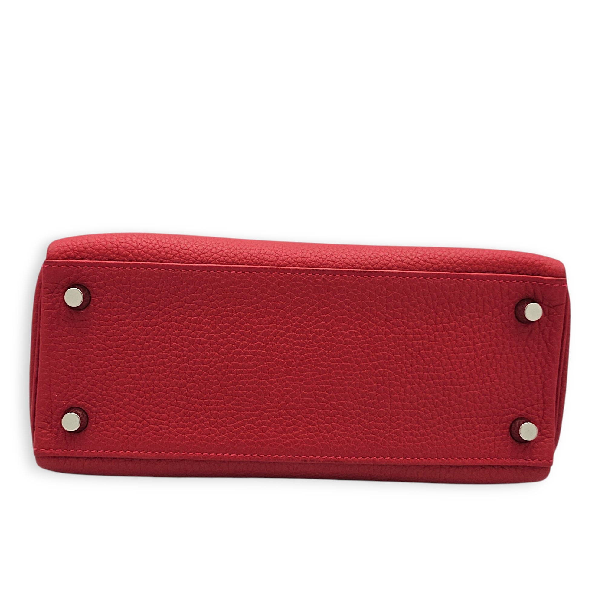 Kelly 25 Rouge Casaque in Togo Palladium hardware CL2601-19146 5