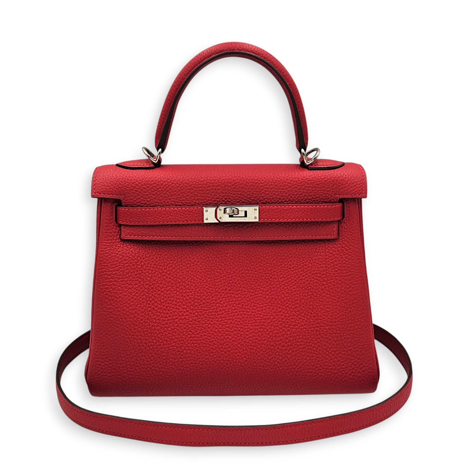 Kelly 25 Rouge Casaque in Togo Palladium hardware CL2601-19146 7