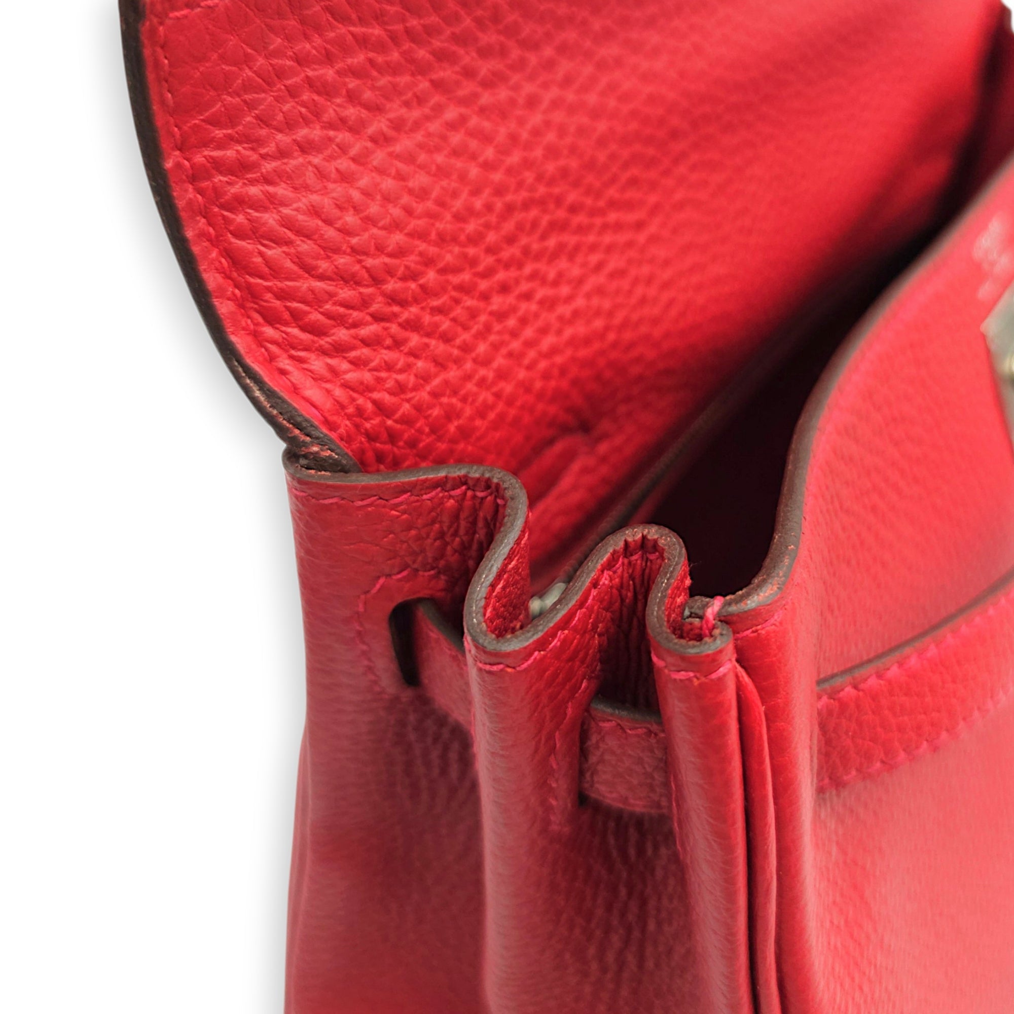 Kelly 25 Rouge Casaque in Togo Palladium hardware CL2601-19146 9