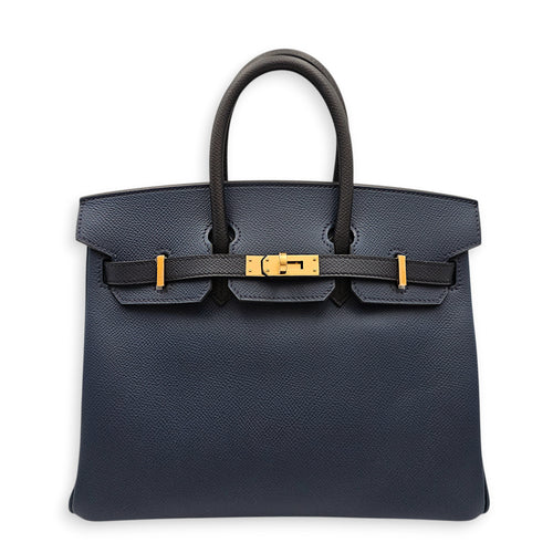 Birkin 25 Blue de prusse/Noir/Blue Indigo in Epsom Gold hardware