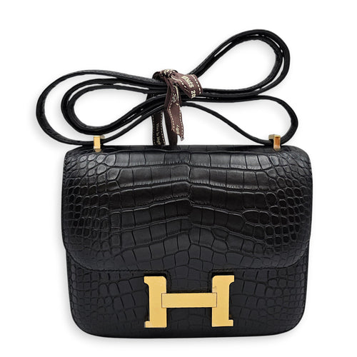Constance 18 Black in Matte Alligator Gold hardware CL2601-19182 1