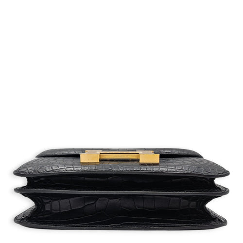 Constance 18 Black in Matte Alligator Gold hardware CL2601-19182 5