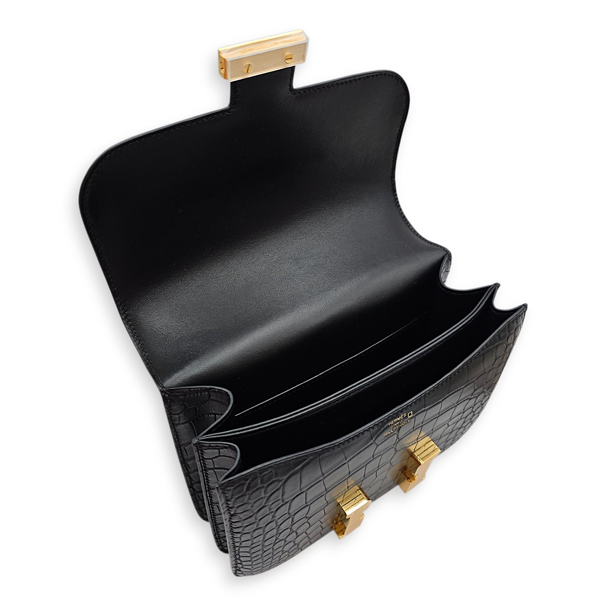 Constance 18 Black in Matte Alligator Gold hardware CL2601-19182 6