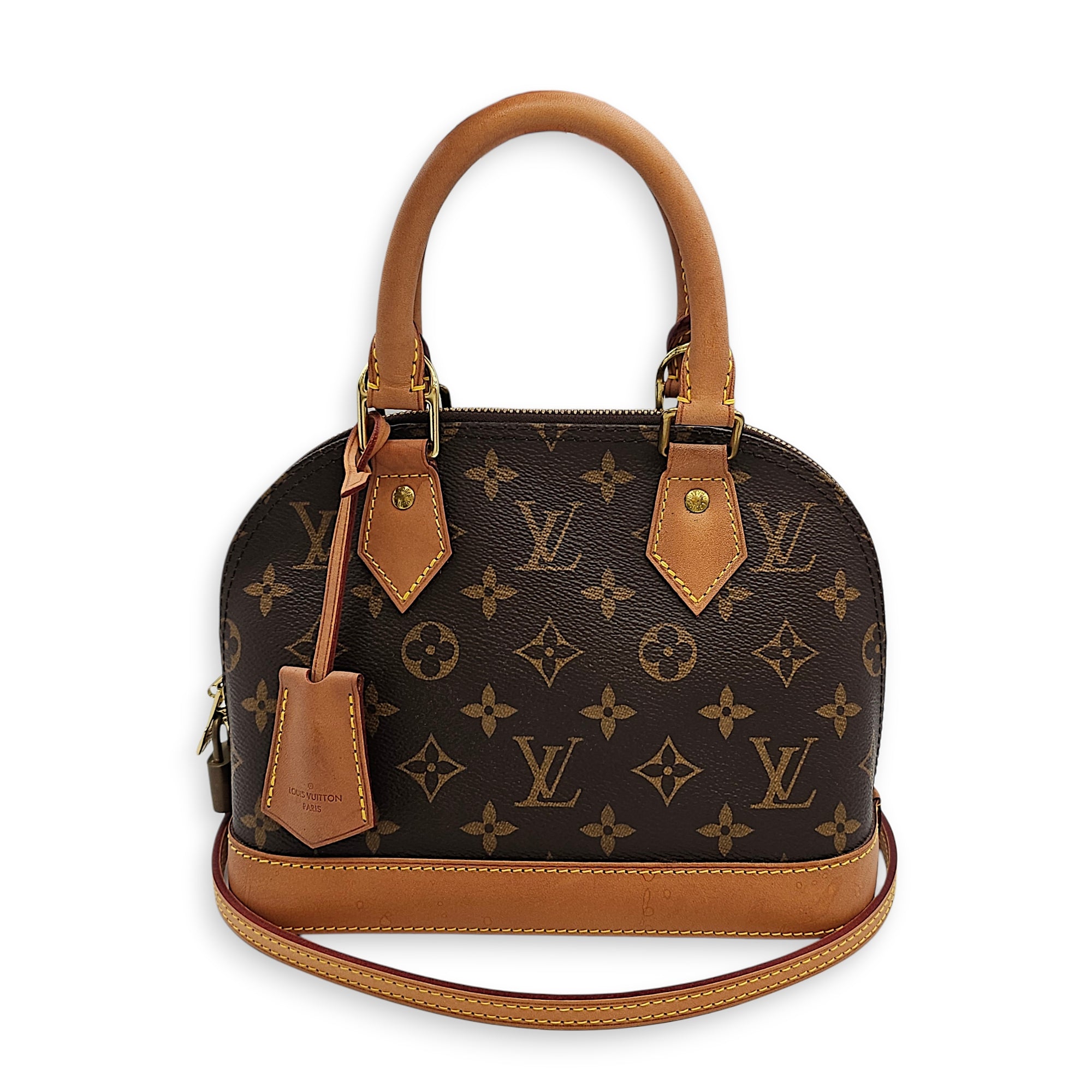 Alma BB Monogram Brown Crossbody Bag in Canvas Gold hardware