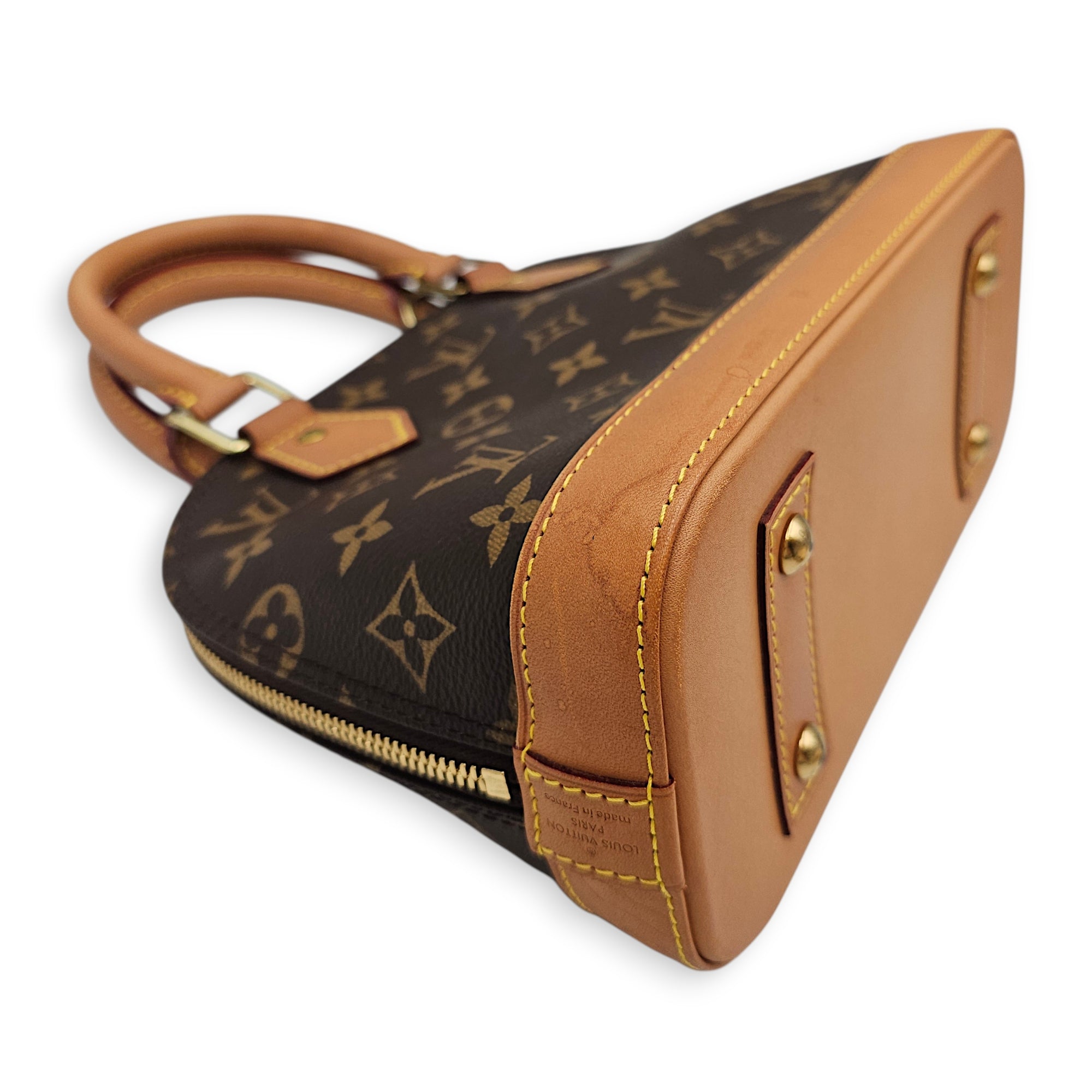 Alma BB Monogram Brown Crossbody Bag in Canvas Gold hardware