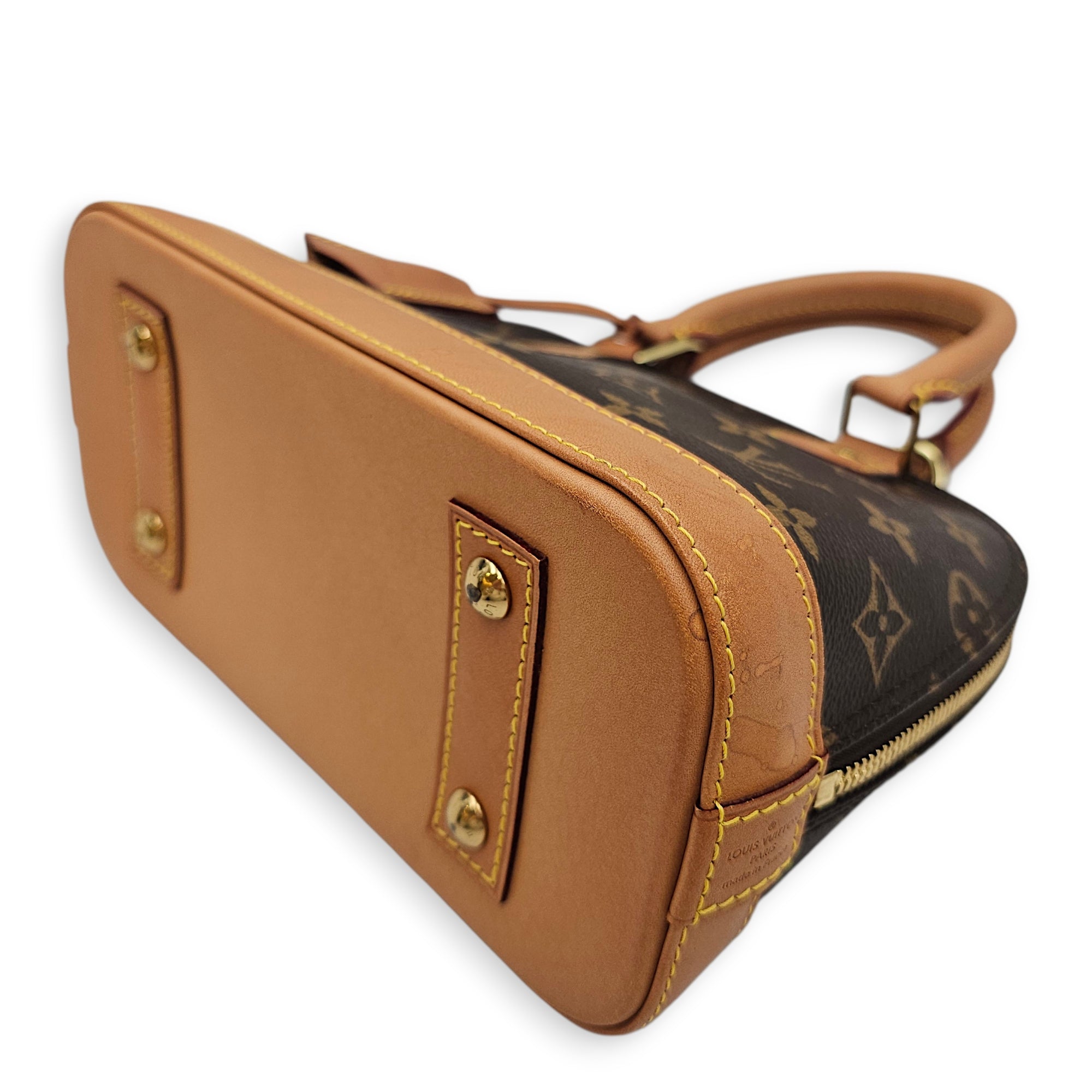 Alma BB Monogram Brown Crossbody Bag in Canvas Gold hardware