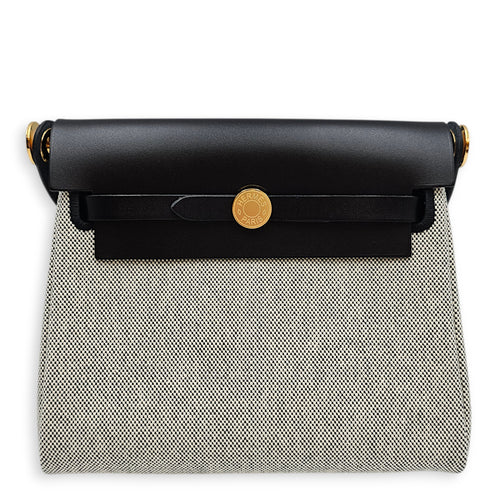 Herbag 20 Ecru-Noir/Noir in Vache Hunter/Toile Gold hardware