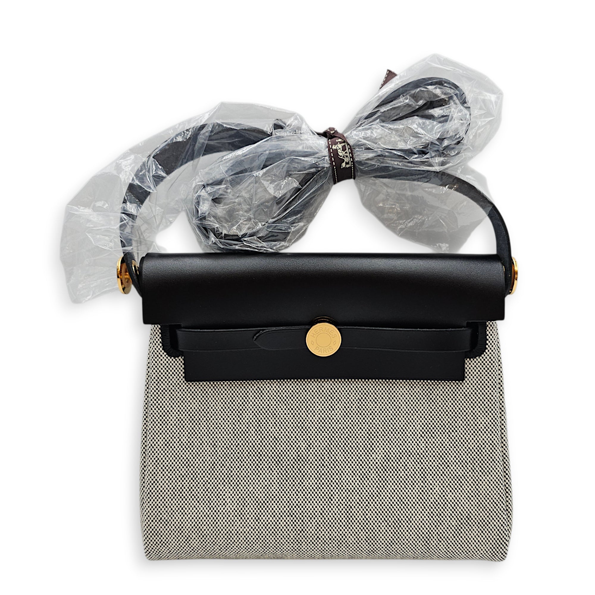 Herbag 20 Ecru-Noir/Noir in Vache Hunter/Toile Gold hardware