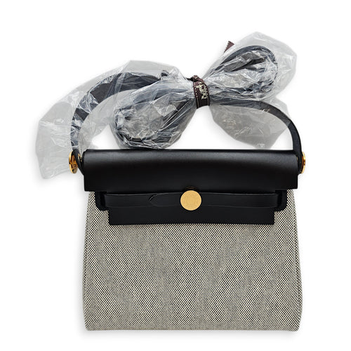 Herbag 20 Ecru-Noir/Noir in Vache Hunter/Toile Gold hardware