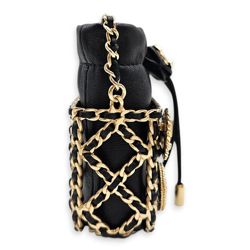 Air Pod Holder with Chain Black in Lambskin Gold hardware CL2601-19220 4