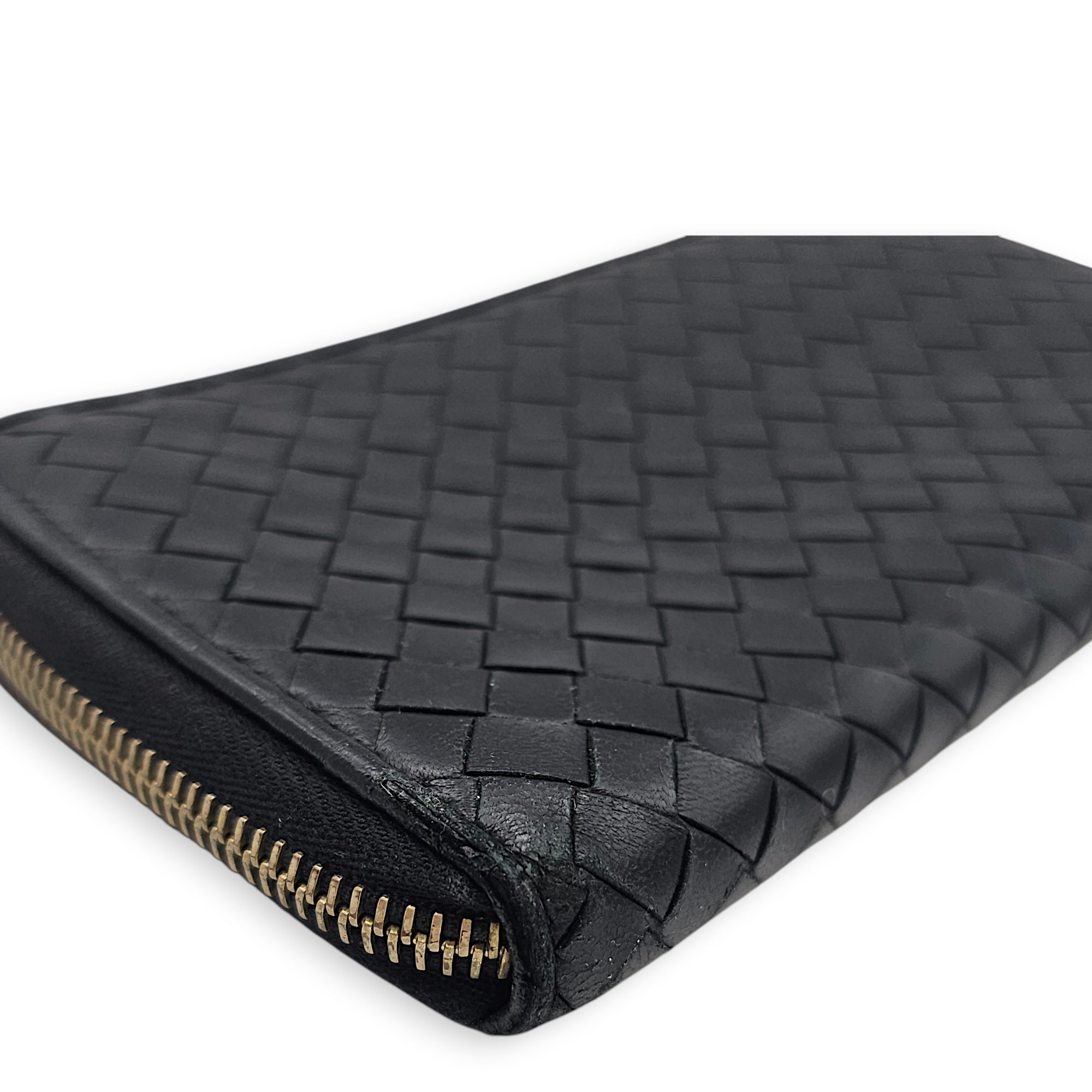 Intrecciato Long Leather Zip-around Wallet Black Wallet in Nappa Leather Gold hardware CL2602-19222 10