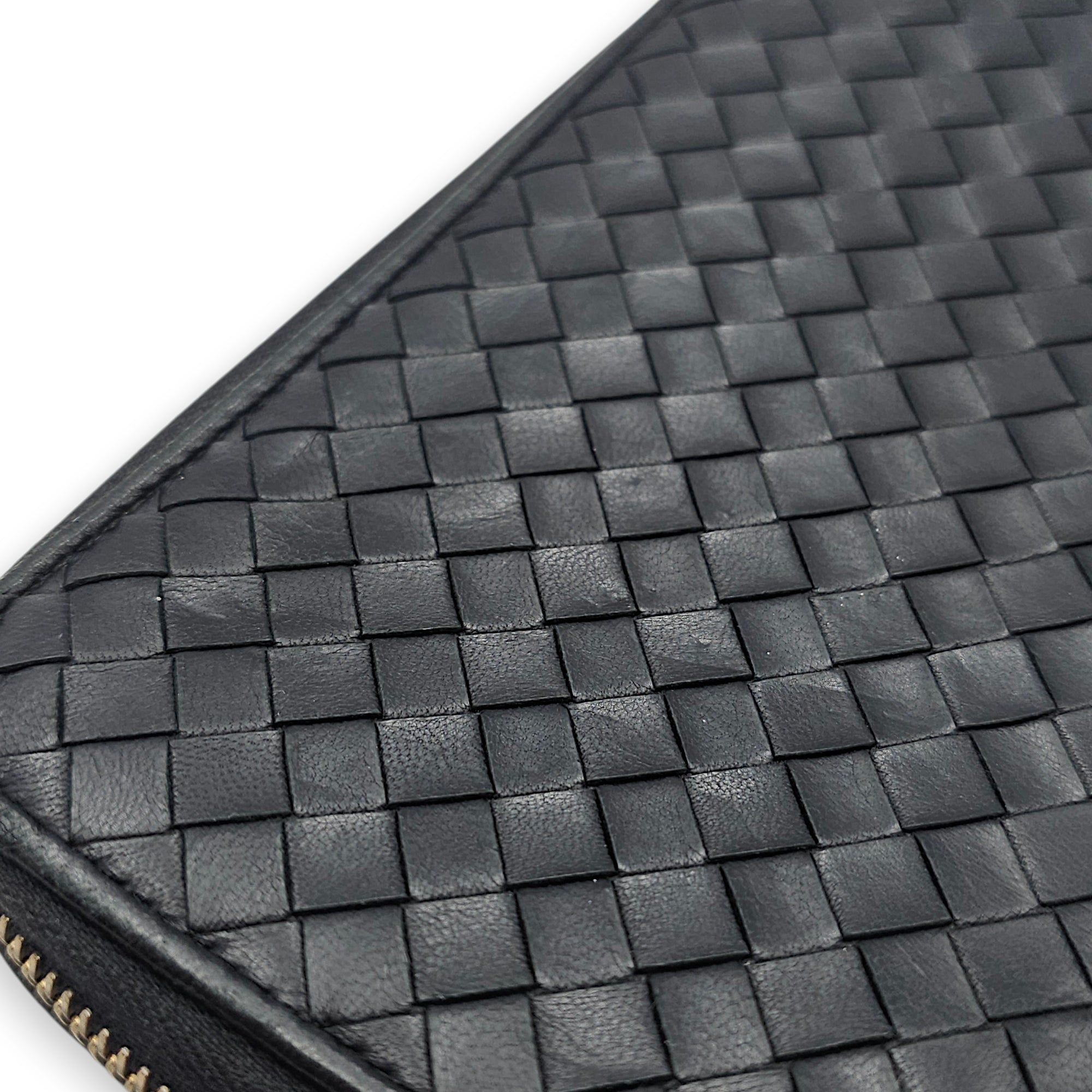 Intrecciato Long Leather Zip-around Wallet Black Wallet in Nappa Leather Gold hardware CL2602-19222 11