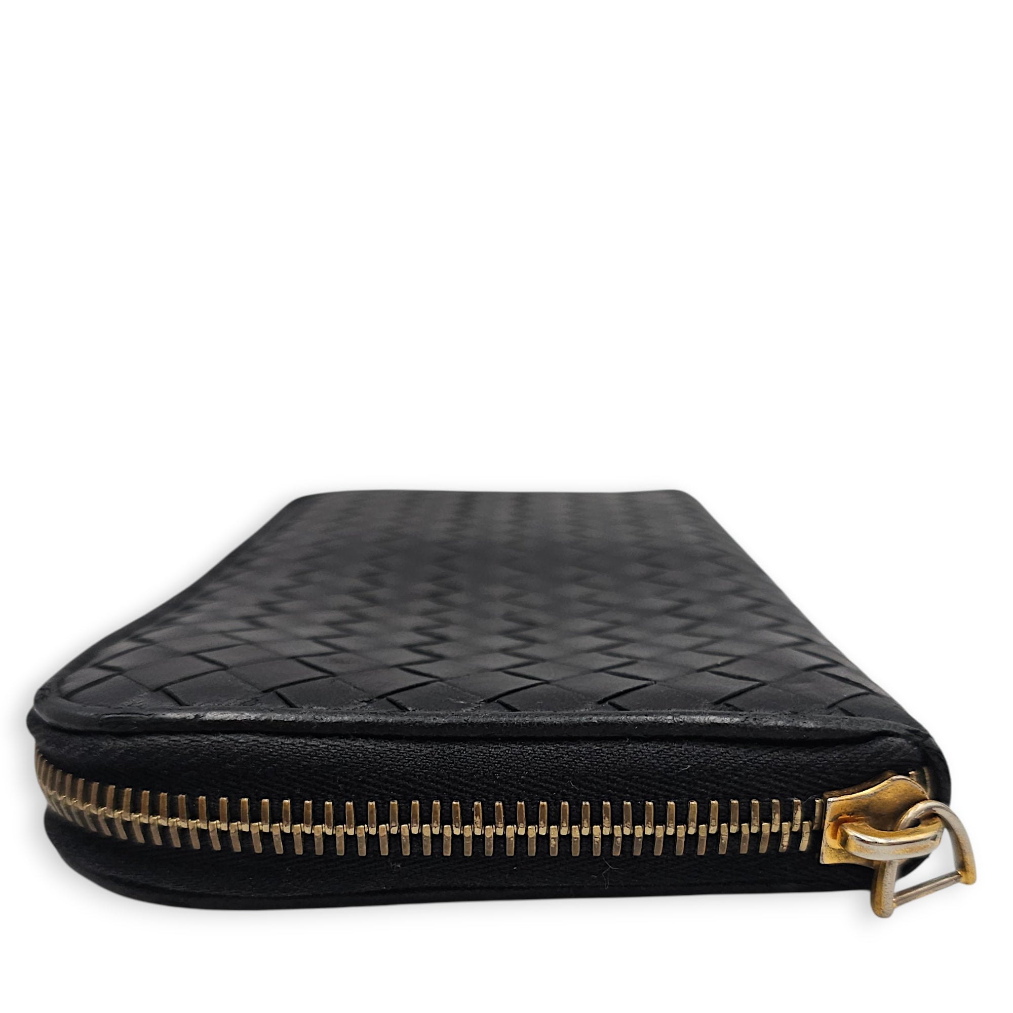 Intrecciato Long Leather Zip-around Wallet Black Wallet in Nappa Leather Gold hardware CL2602-19222 3