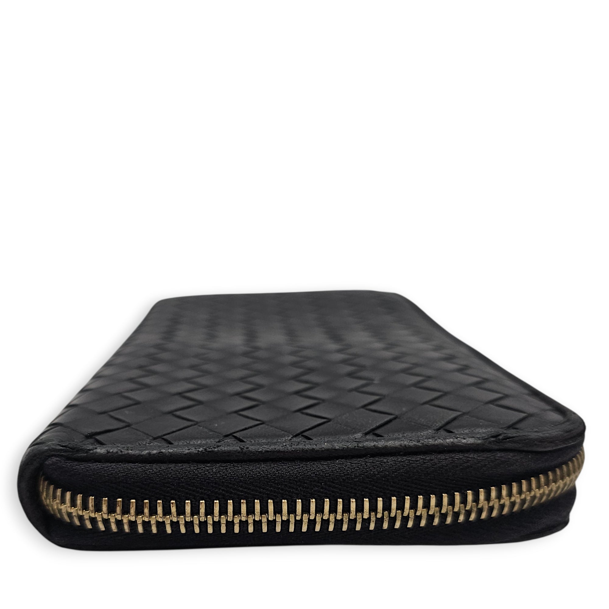 Intrecciato Long Leather Zip-around Wallet Black Wallet in Nappa Leather Gold hardware CL2602-19222 4