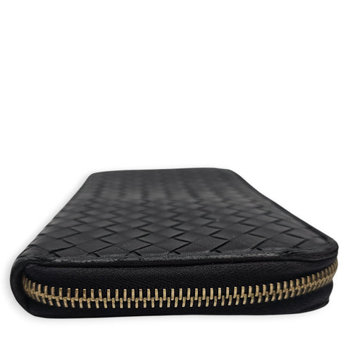 Intrecciato Long Leather Zip-around Wallet Black Wallet in Nappa Leather Gold hardware CL2602-19222 4