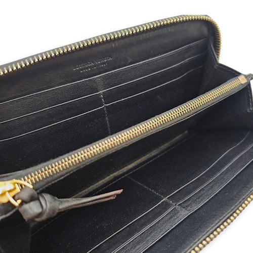 Intrecciato Long Leather Zip-around Wallet Black Wallet in Nappa Leather Gold hardware CL2602-19222 6
