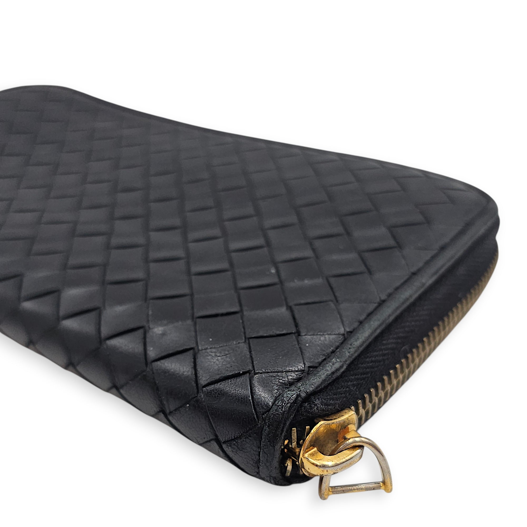 Intrecciato Long Leather Zip-around Wallet Black Wallet in Nappa Leather Gold hardware CL2602-19222 7