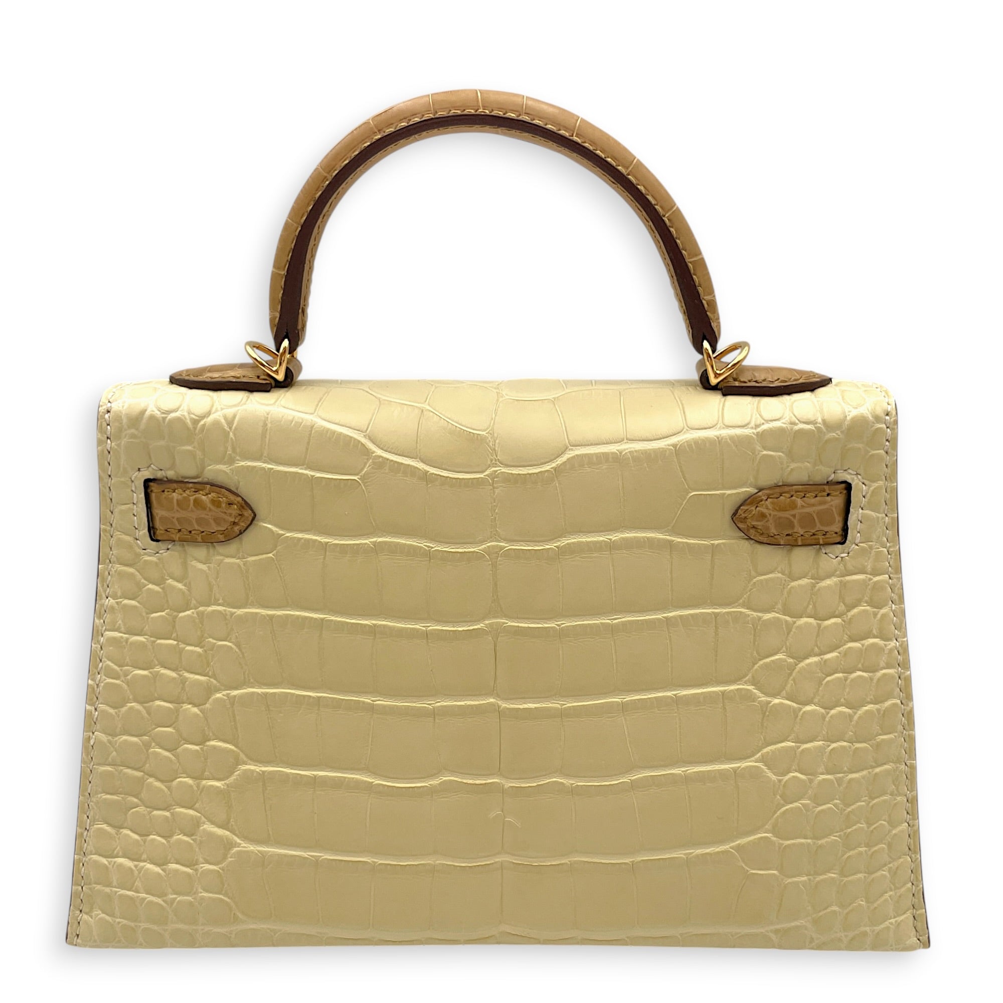 HSS Sellier Kelly 20 Vanille/Kraft in Matte Alligator Gold hardware CL2602-19241 2