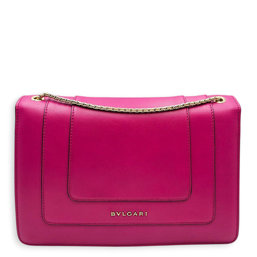 Serpenti Forever Flap with an Enamel Snakehead Clasp Medium Pink Shoulder Bag in Calfskin Gold hardware CL2602-19263 2