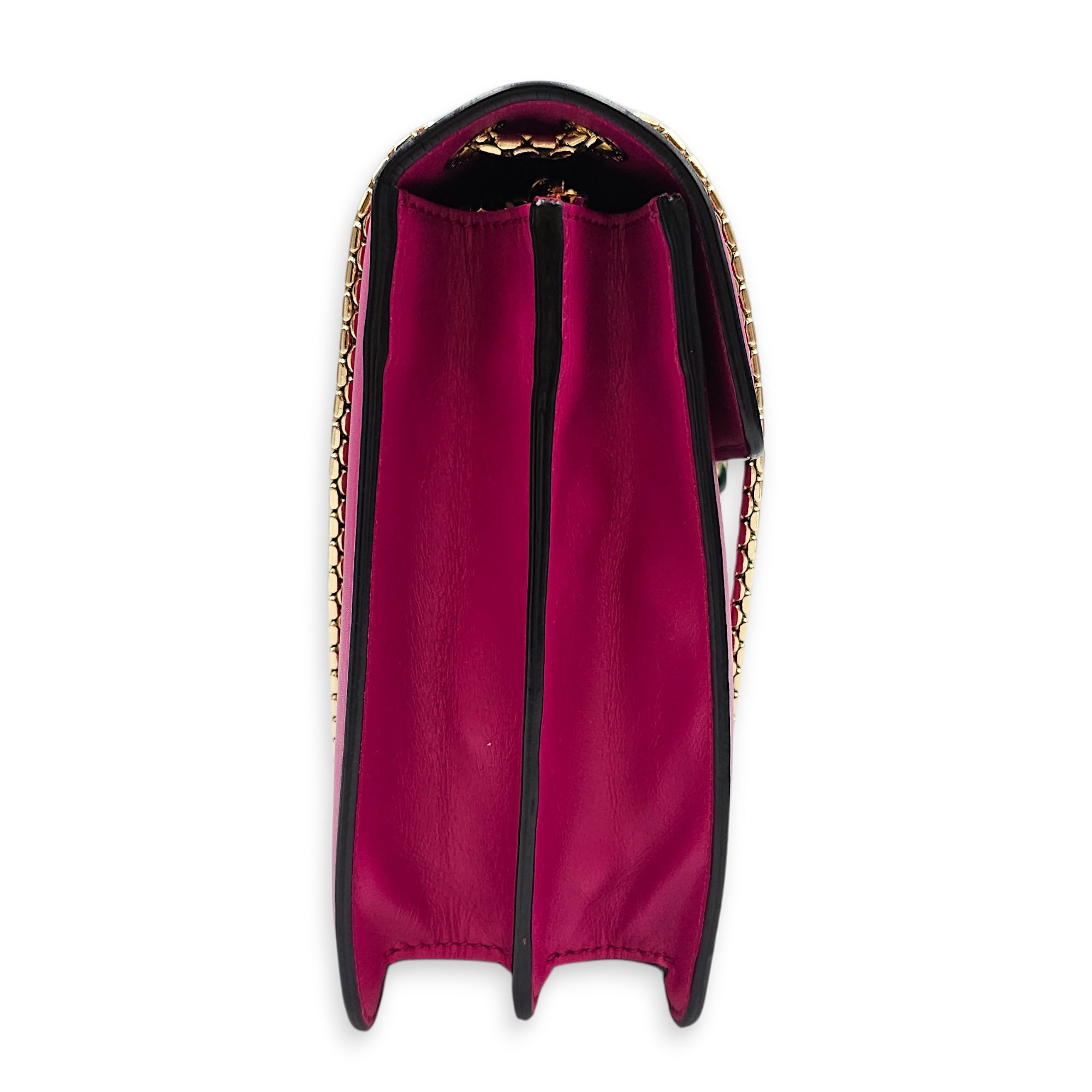 Serpenti Forever Flap with an Enamel Snakehead Clasp Medium Pink Shoulder Bag in Calfskin Gold hardware CL2602-19263 3