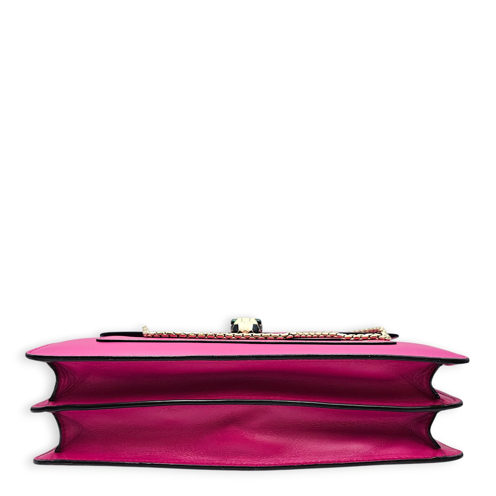 Serpenti Forever Flap with an Enamel Snakehead Clasp Medium Pink Shoulder Bag in Calfskin Gold hardware CL2602-19263 5