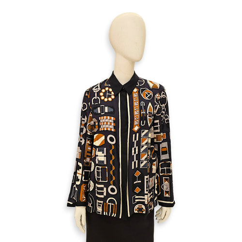 “Effet Kaleidoscope “ Classic Shirt 38 Black Ready-To-Wear in Silk CL2602-19289 1