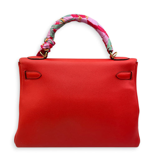 Kelly 32 Rouge Tomate in Evercolor Gold hardware