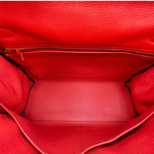 Kelly 32 Rouge Tomate in Evercolor Gold hardware