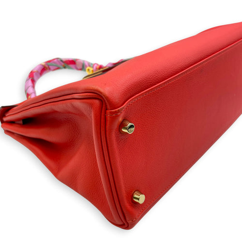 Kelly 32 Rouge Tomate in Evercolor Gold hardware