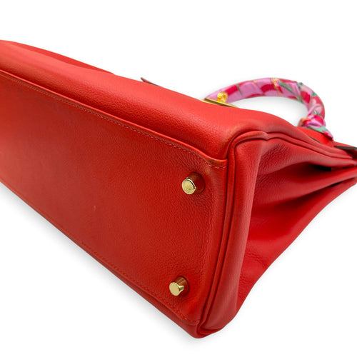 Kelly 32 Rouge Tomate in Evercolor Gold hardware