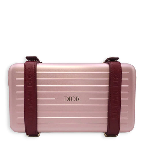 Dior x Rimowa Personal Clutch on Strap In Aluminium Pink 19cm Pink Clutch in Aluminium Silver hardware