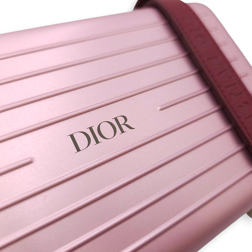 Dior x Rimowa Personal Clutch on Strap In Aluminium Pink 19cm Pink Clutch in Aluminium Silver hardware