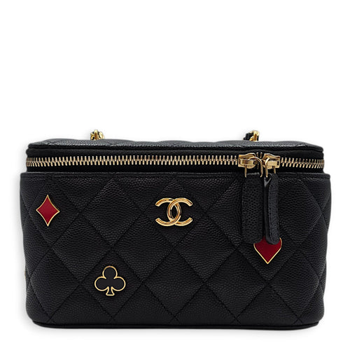 Coco Casino Vanity Case with Enamel Card Suits Black Crossbody Bag in Caviar Leather Gold hardware CL2602-19372 1
