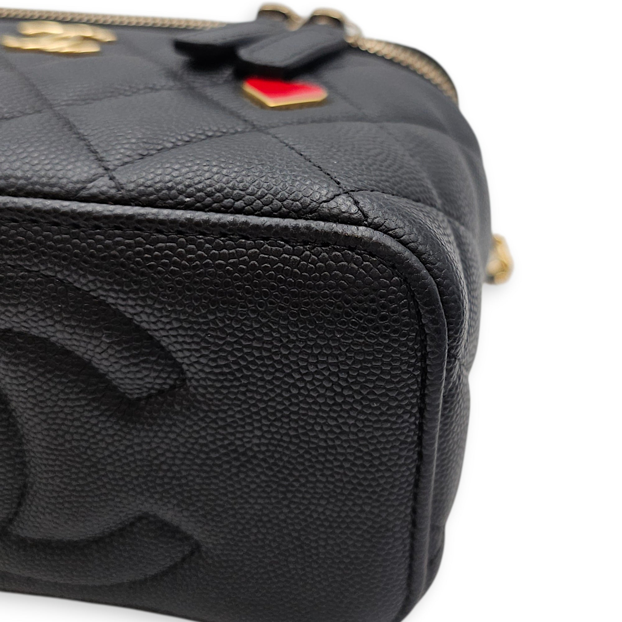 Coco Casino Vanity Case with Enamel Card Suits Black Crossbody Bag in Caviar Leather Gold hardware CL2602-19372 11