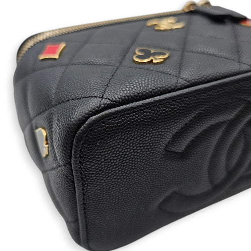 Coco Casino Vanity Case with Enamel Card Suits Black Crossbody Bag in Caviar Leather Gold hardware CL2602-19372 12