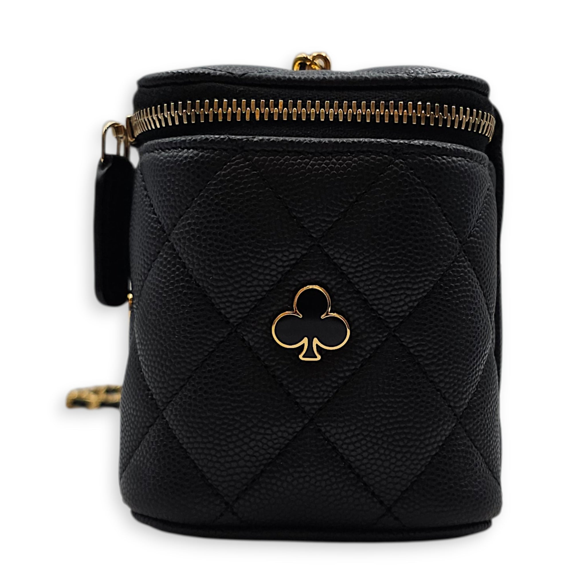 Coco Casino Vanity Case with Enamel Card Suits Black Crossbody Bag in Caviar Leather Gold hardware CL2602-19372 4
