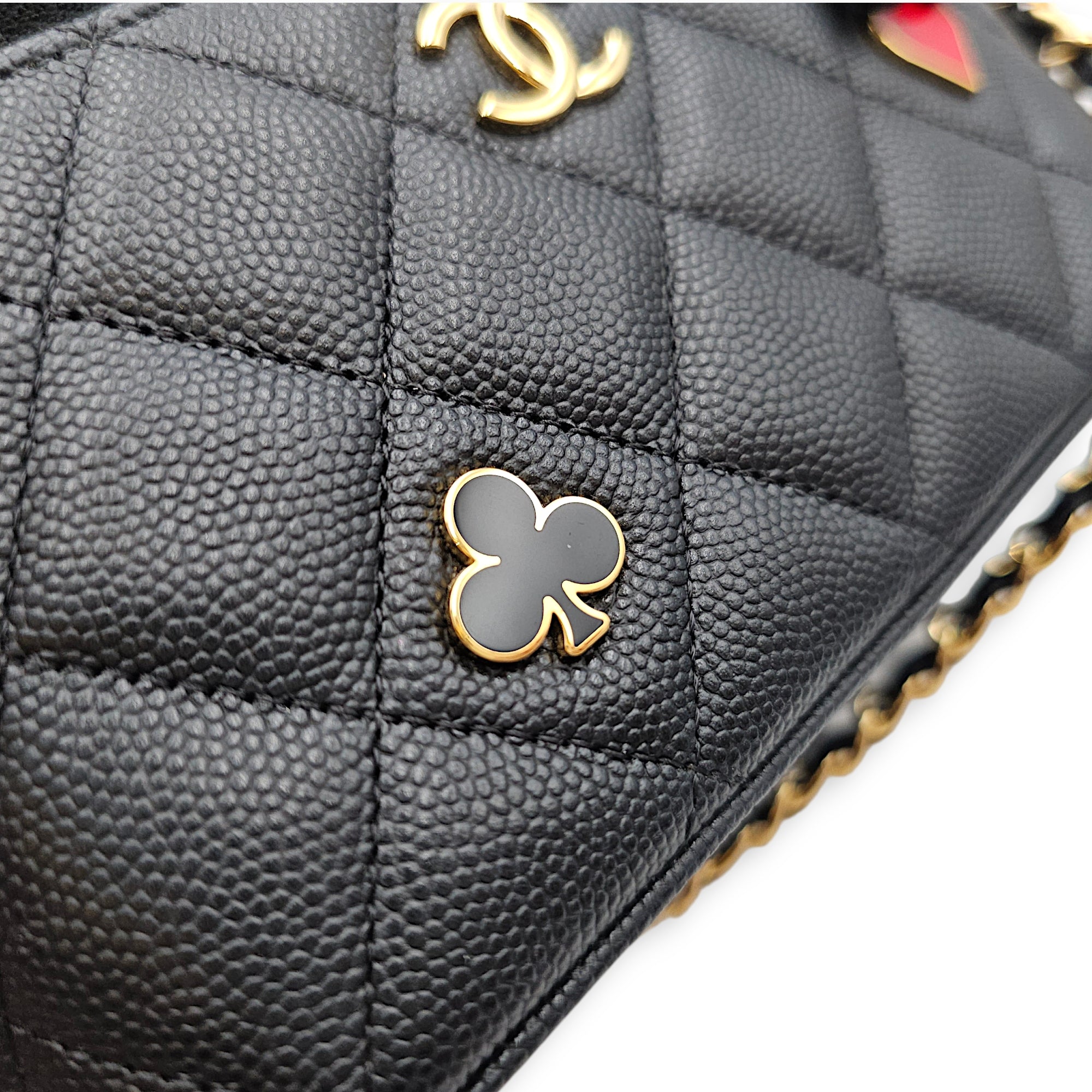 Coco Casino Vanity Case with Enamel Card Suits Black Crossbody Bag in Caviar Leather Gold hardware CL2602-19372 8