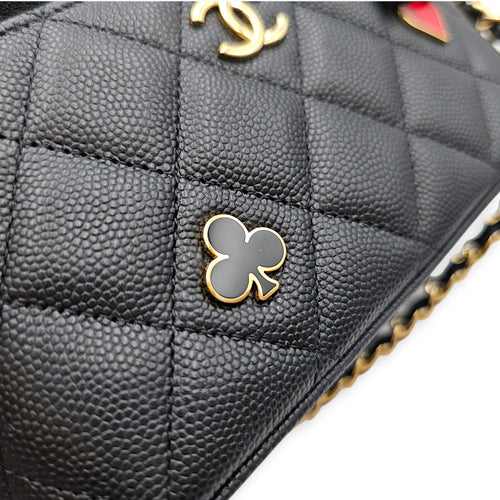 Coco Casino Vanity Case with Enamel Card Suits Black Crossbody Bag in Caviar Leather Gold hardware CL2602-19372 8