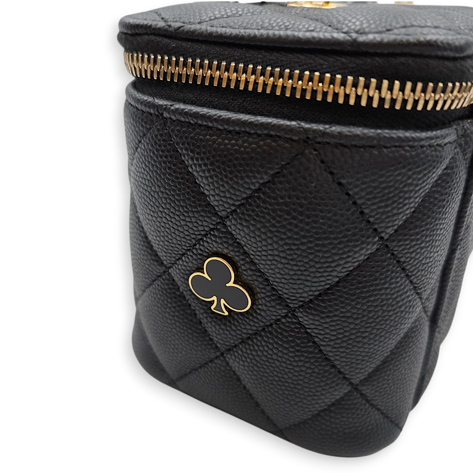 Coco Casino Vanity Case with Enamel Card Suits Black Crossbody Bag in Caviar Leather Gold hardware CL2602-19372 9