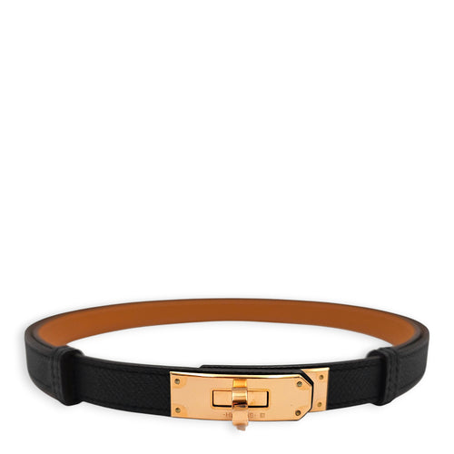 Kelly 18 Belt Black Belt in Epsom Rose Gold hardware