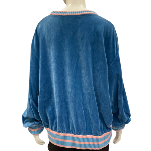 Tennis Embroidered Sweatshirt M Blue Ready-To-Wear in Velour CL2602-19386 2
