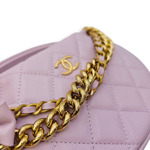 Shiny Quilted brow Pouch Hobo Purple Top Handle Bag in Caviar Leather Gold hardware CL2602-19399 13