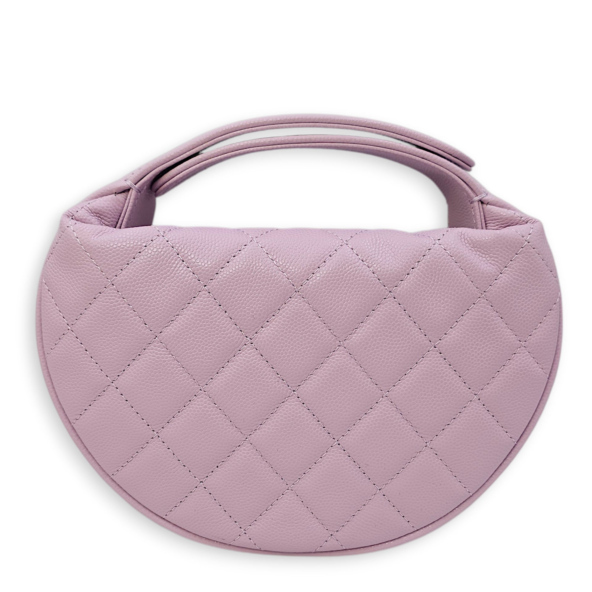 Shiny Quilted brow Pouch Hobo Purple Top Handle Bag in Caviar Leather Gold hardware CL2602-19399 2
