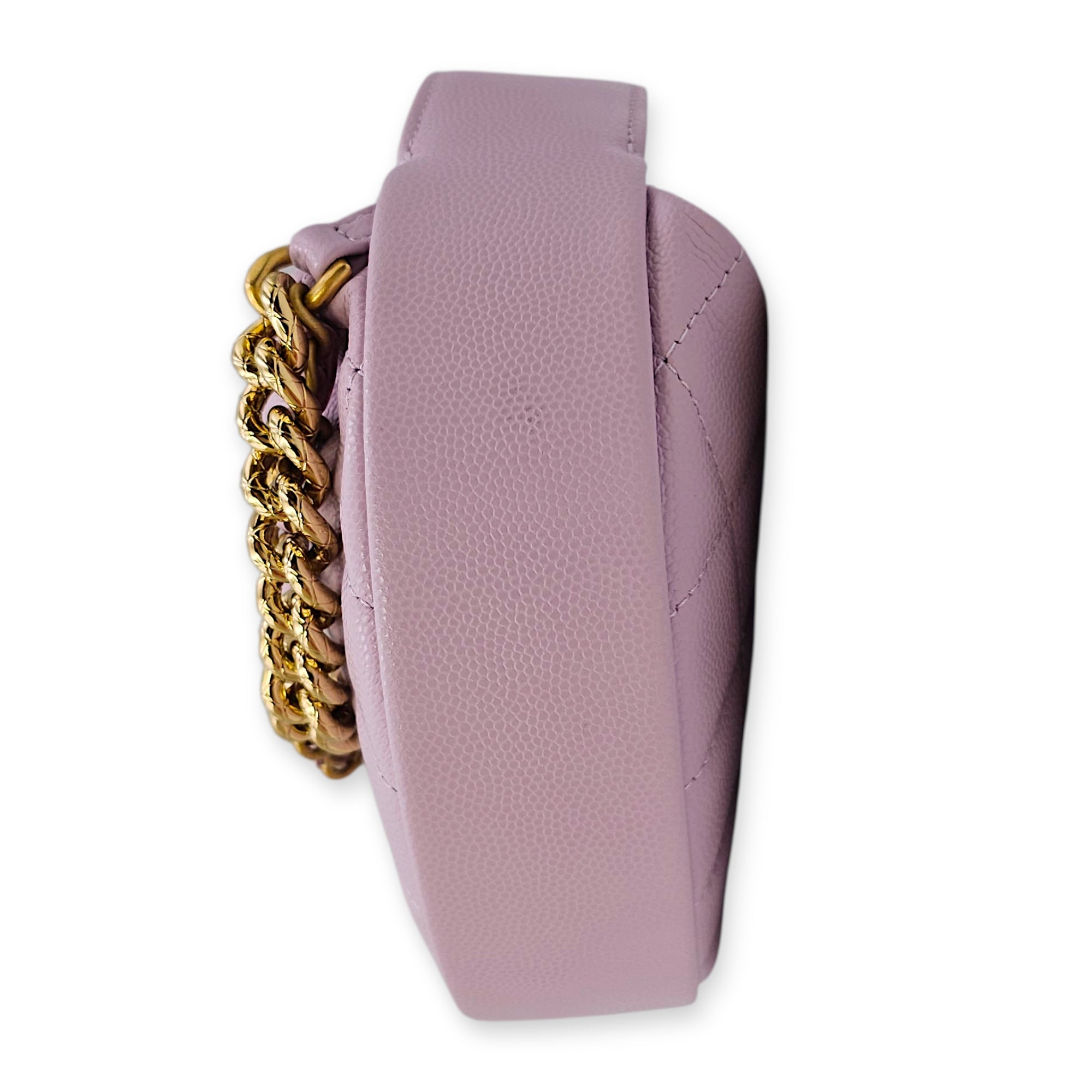 Shiny Quilted brow Pouch Hobo Purple Top Handle Bag in Caviar Leather Gold hardware CL2602-19399 3